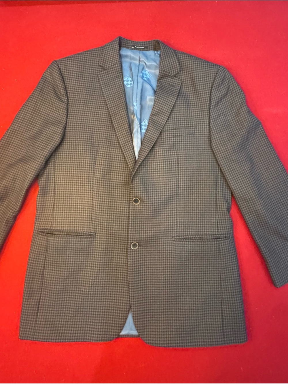 Vince Camuto 100% Wool Men's Two-Button Houndstooth Blazer - Gray 42L
